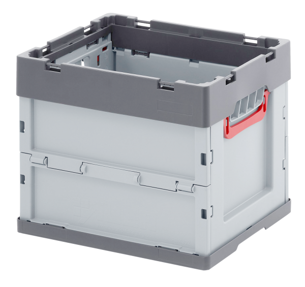 optrel® Faltbox mit Deckel, PP, grau, Volumen 29 l