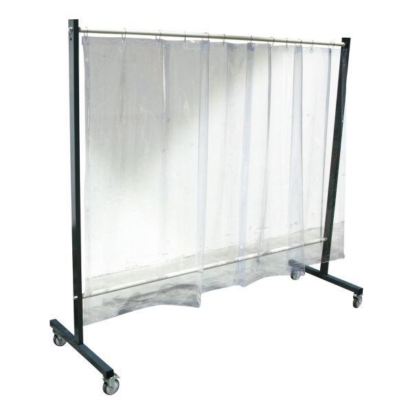 SST3 Schutzwand, 2,0 x 2,15 m, fahrbar, mit Vorhang 0,4 mm, 1,60 m lang, klar