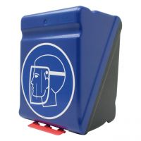 SecuBox® Maxi Aufbewahrungsbox für Gesichtsschutz, blau/schwarz mit Aufdruck