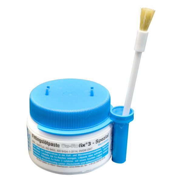 Fitting-Lötpaste CuRofix 3 SPEZIAL Sn97Cu3 (L-SnCu3), mit Pinsel, 250 g Dose