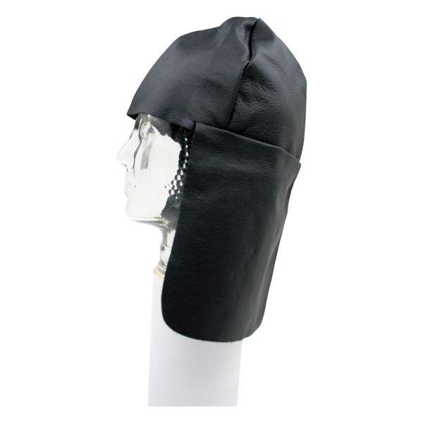 Kopfhaube aus Vollleder mit Nackenschutz