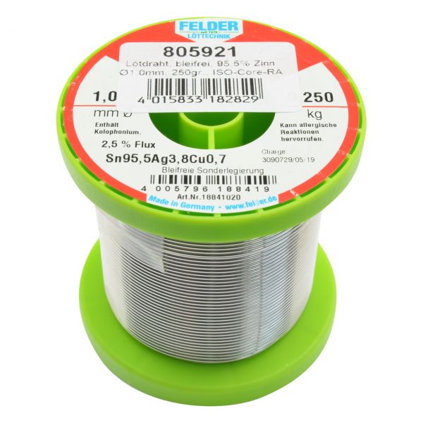 Elektro Lötdraht, ISO-Core-RA bleifrei, 95,5% Zinn, Ø 1,0 mm