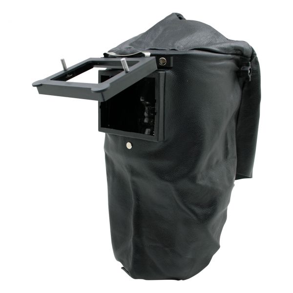 Lederkopfhaube mit Kopfband und Klapprahmen, 90 x 110 mm, hinten geschlossen