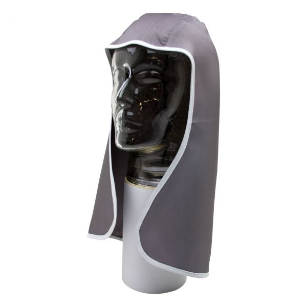 Kopfschutztuch aus Viskose mit Nackenschutz, grau, leicht entflammbar