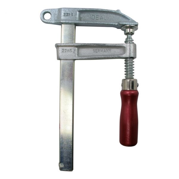 Pol-Zwinge mit Holzgriff, 400 A, 80 x 150 mm, Schiene 22 x 6 mm, Germany