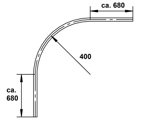 Norm Kreisbogen, R = 0,4 m, L = 2,0 m (Stahlprofil C-45)