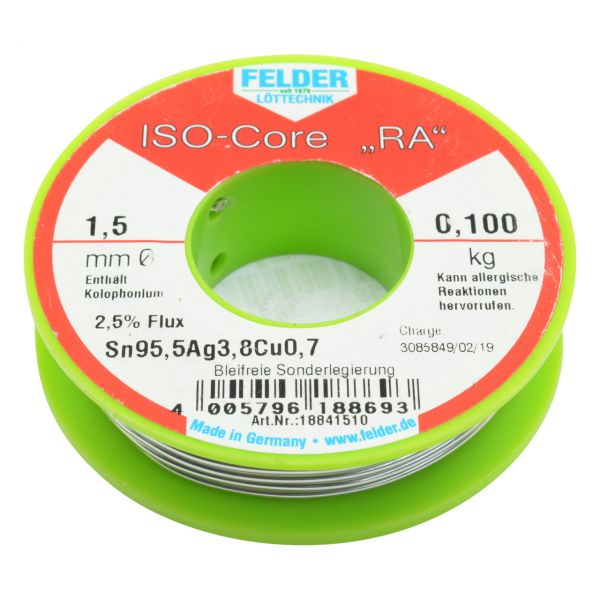 Elektro Lötdraht, ISO-Core-RA bleifrei, 95,5% Zinn, Ø 1,5 mm