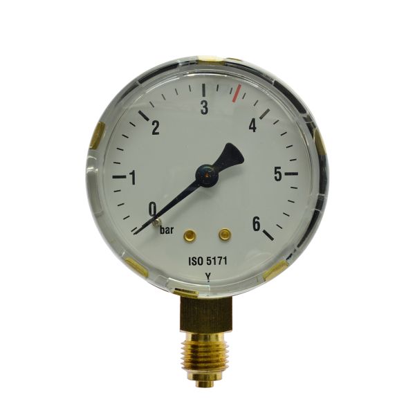 Arbeitsmanometer, neutral, 0 - 6 bar, 1/4", EN 562