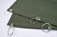 Schweißervorhang aus Baumwollgewebe, alle 30 cm mit angenieteten Ringen, Ø 50 mm