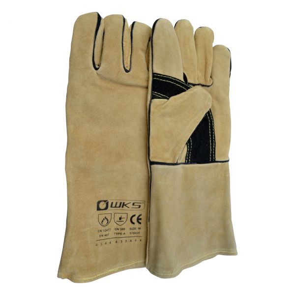 MIG/MAG Spaltlederhandschuh, braun, Kevlar®, Länge 35 cm