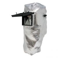 Kopfhaube aus Hitzeschutzgewebe mit Kopfband und Klapprahmen, hinten offen