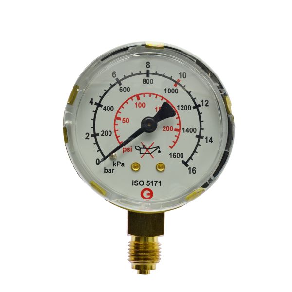 Arbeitsmanometer, neutral, 0 - 16 bar, 1/4", EN 562