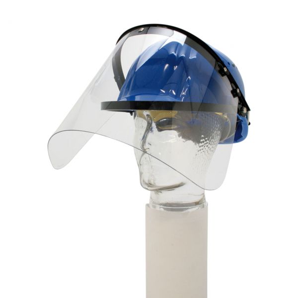 Anbauvisier mit Federzug, PET-G Scheibe, klar, für Arbeitshelme, ohne Helm