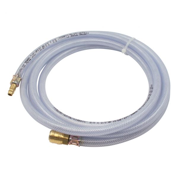 Gewebeschlauch, PVC, klar, 9 x 3 mm, Kupplung und Nippel NW 7,2
