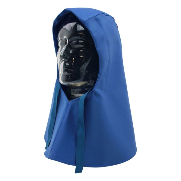 Kopfschutztuch aus SECAN, mit Nackenschutz, blau, vorne geschlossen