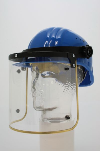 Klappvisier mit PET-G Scheibe mit Messingrahmen, 5 Ersatzfolie, ohne Helm, klar