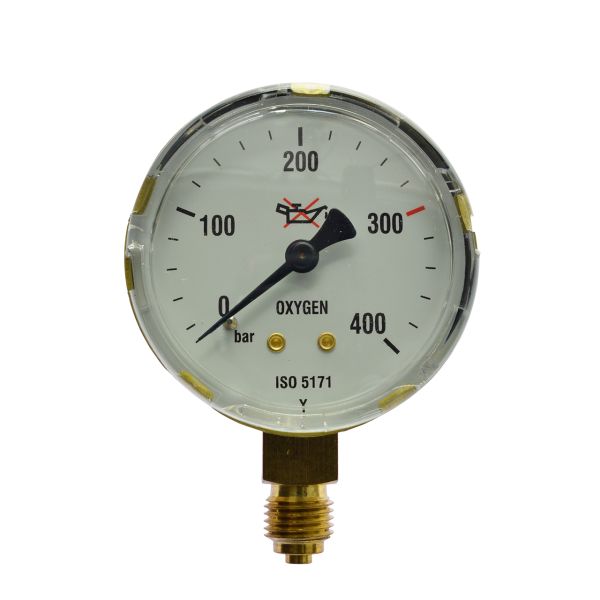 Inhaltsmanometer, Sauerstoff, 0 - 400 bar, 1/4", EN 562