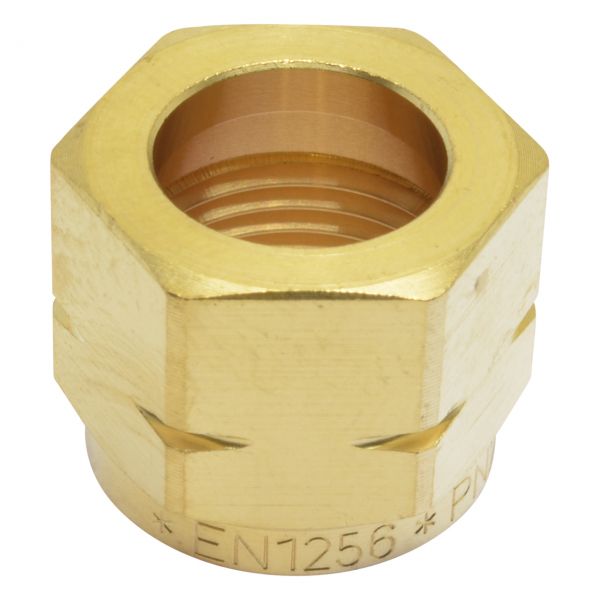 Überwurfmutter G3/8'' LH, Bohrung 9,5 mm, mit Gravur EN 1256