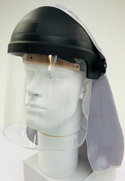 Gesichtsschutz, klar, Kopfhalterung, klappbare PC Scheibe, Kopftuch 1 Viskose