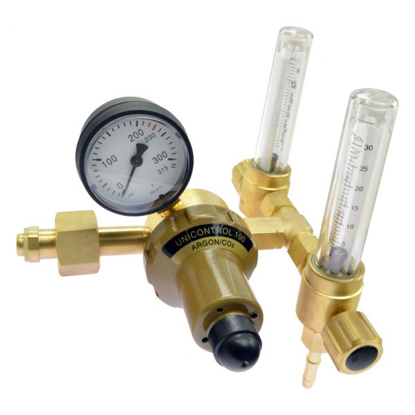 Flaschendruckminderer Edelgase mit Doppelflowmeter 0 - 30 l/min (200 bar)
