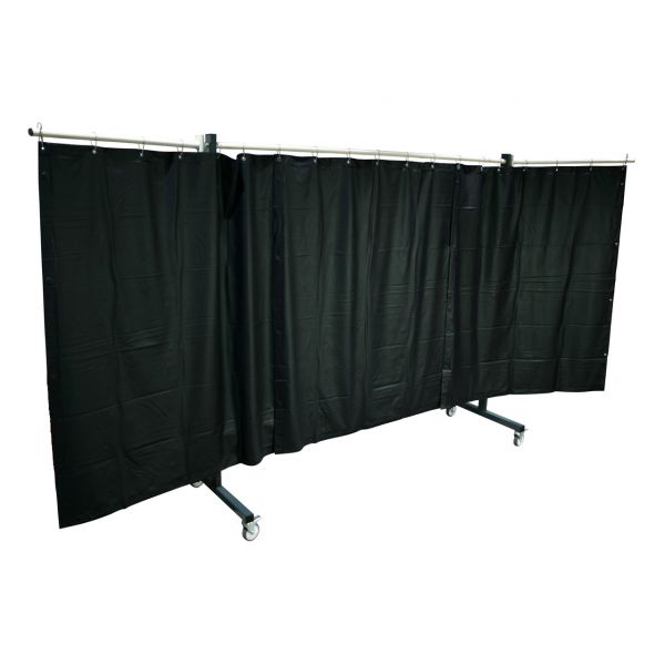 SST4 Schutzwand mit Schwenkarm, 2 x 3,9 m, mit PVC Vorhang 1,60 m lang, grün R9