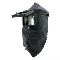 Lederkopfhaube mit Kopfband und Klapprahmen, 90 x 110 mm, hinten offen