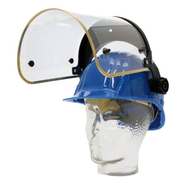 Arbeitshelm mit Klappvisier, mit Messingrahmen, 5 Ersatzfolien, klar