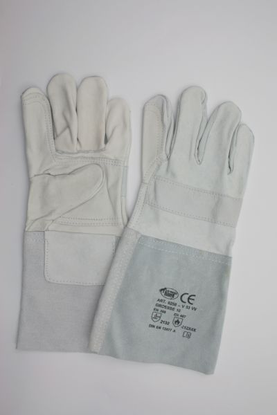Handschuh aus Kombileder, Kat. 2, 5-Finger, Stulpe verstärkt ca. 35 cm