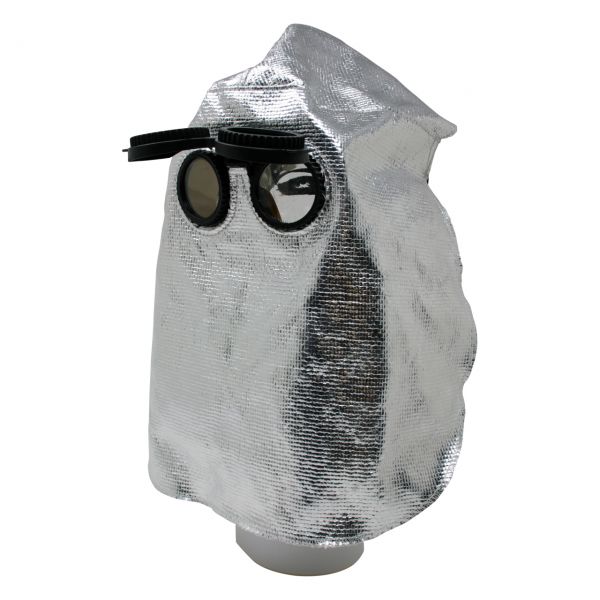 Kopfhaube aus Hitzeschutzgewebe mit Klappbrille, mit Nase, hinten offen