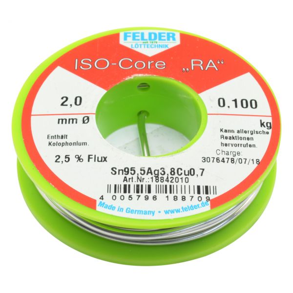 Elektro Lötdraht, ISO-Core-RA bleifrei, 95,5% Zinn, Ø 2,0 mm
