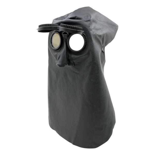 Lederkopfhaube mit Klappbrille, mit Nase, hinten offen