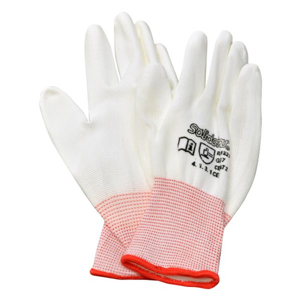 Feinstrickhandschuh mit PU-Beschichtung, weiß