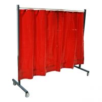 SST3 Schutzwand, 2 x 2,15 m, fahrbar, mit PVC Vorhang, 1,60 m lang, grün R9