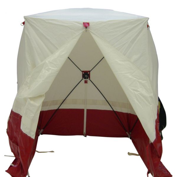 Pop Up Zelt WA30, Flachzelt, schwer entflammbar, weiß/rot, 300 x 300 x 215 cm