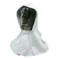 Kopfhaube aus Vollleder mit Nackenschutz, Klettverschluss und Kordel