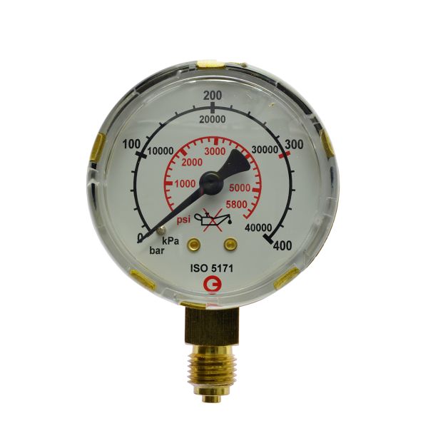 Inhaltsmanometer, neutral, 0 - 400 bar, 1/4", EN 562