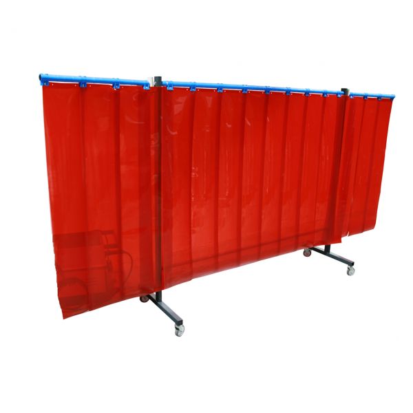 SST6 Schutzwand mit Schwenkarm, 2 x 3,9 m, Lamellen 300 x 2 x 1600 mm, rot R4