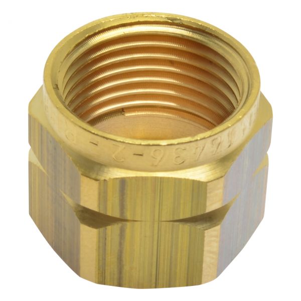 Überwurfmutter G3/8'' LH, Bohrung 9,5 mm, mit Gravur EN 16436-2