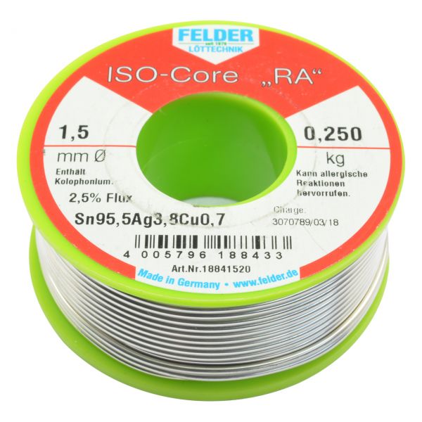 Elektro Lötdraht, ISO-Core-RA bleifrei, 95,5% Zinn, Ø 1,5 mm
