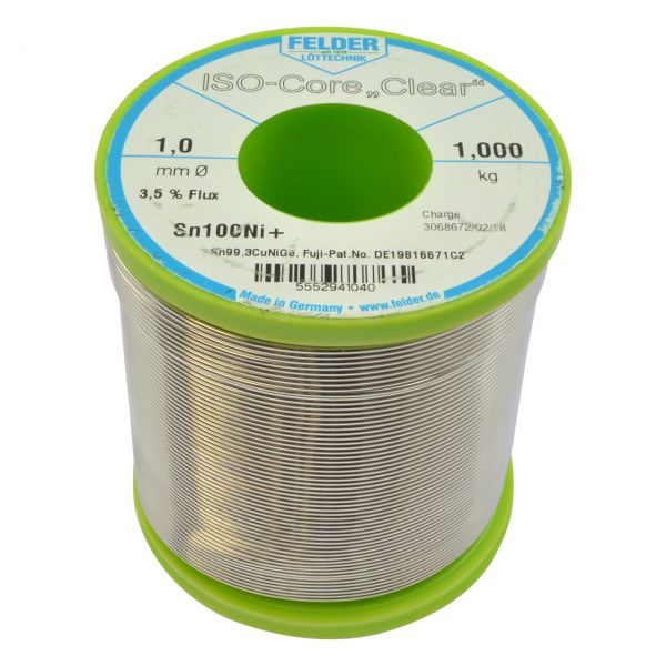 Elektro Lötdraht, Sn100Ni+, Sn99,3CuNiGe, ISO-Core-CLEAR, Ø 1,0 mm
