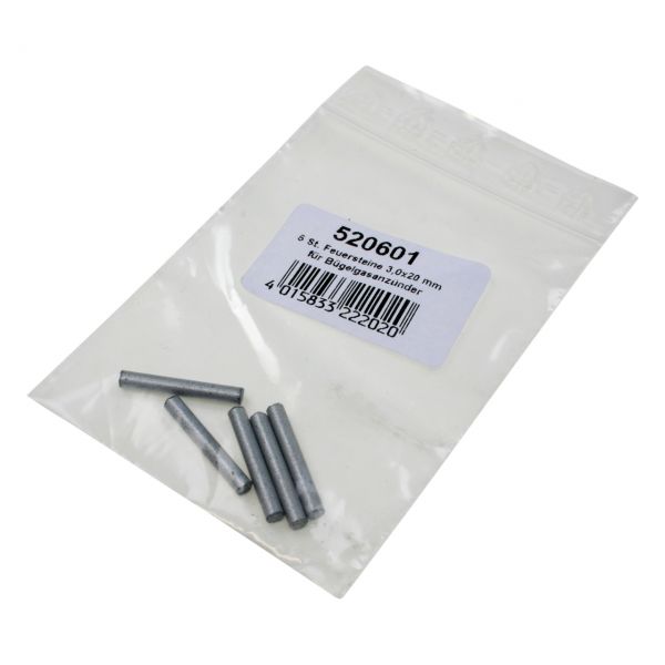Feuersteine für Bügelgasanzünder, 3 x 20 mm, 5 Stück